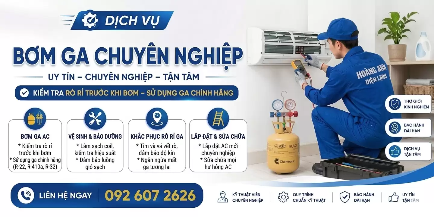 BƠM GA ĐIỀU HÒA TẠI HÀ NỘI GIÁ RẺ – NẠP GAS MÁY LẠNH R32, R22, R410A UY TÍN