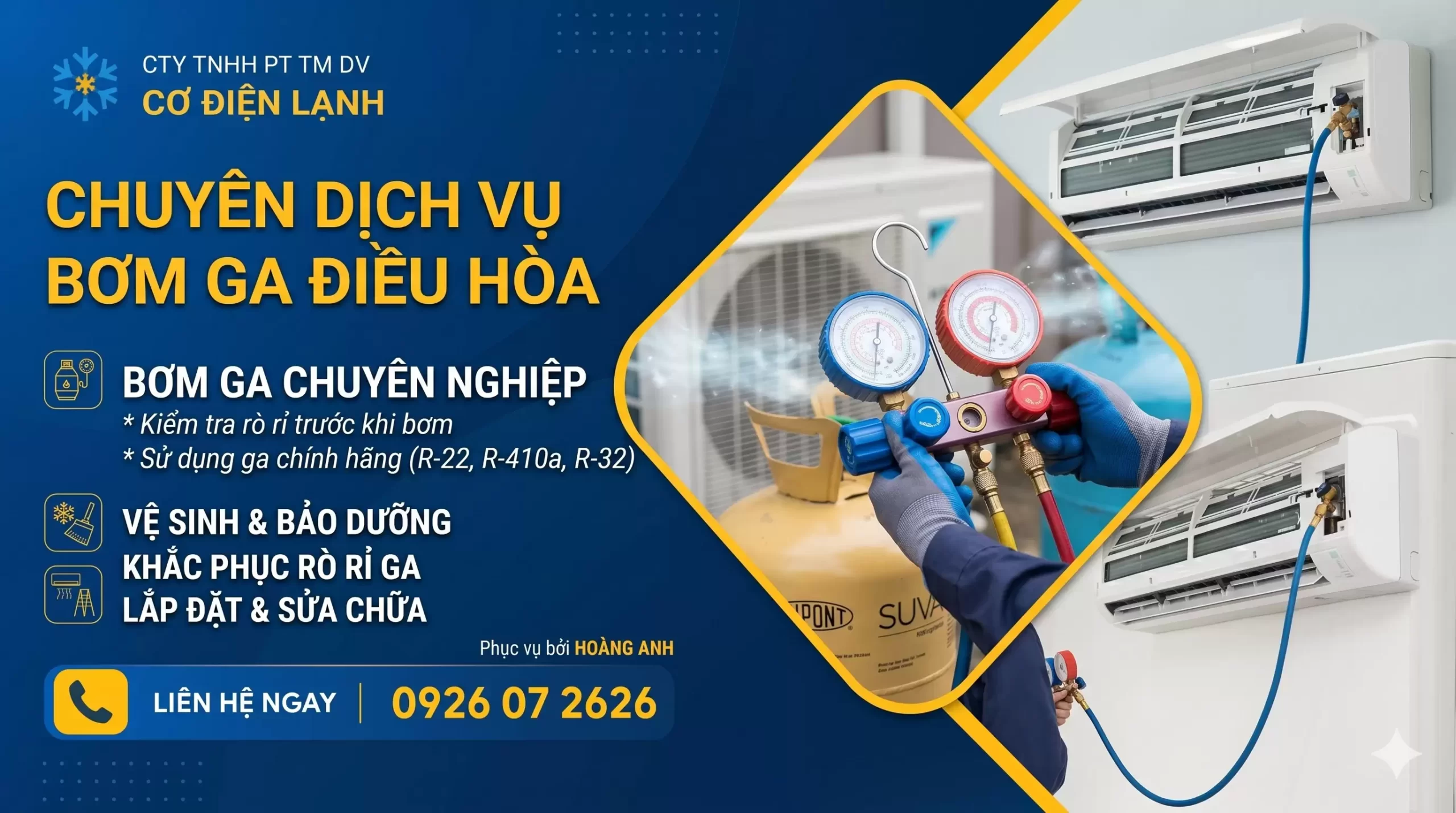 BƠM GA ĐIỀU HÒA TẠI HÀ NỘI GIÁ RẺ – NẠP GAS MÁY LẠNH R32, R22, R410A UY TÍN